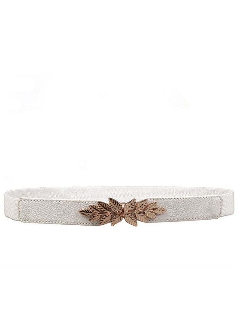Flower Elastic Decorative Belt Elastic Pearl Inlaid 63cm White