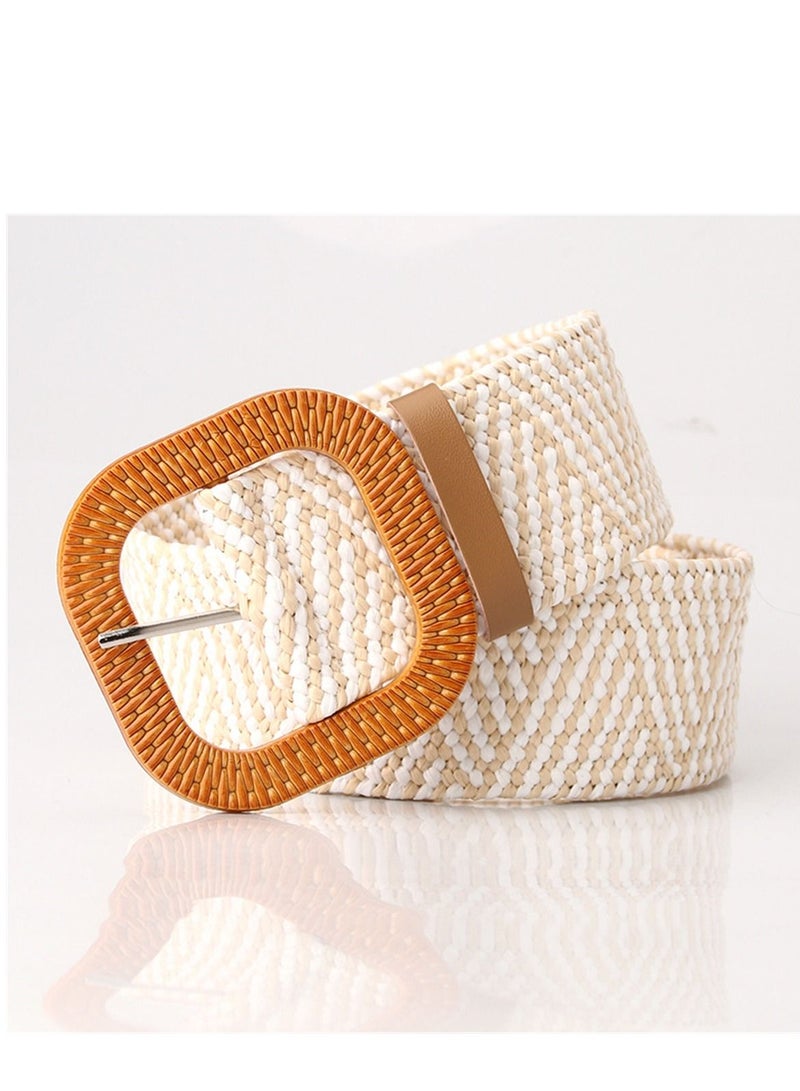 Imitation Grass Knitted Simple All Round Buckle Elastic Braided Elastic Belt 97cm Multicolour