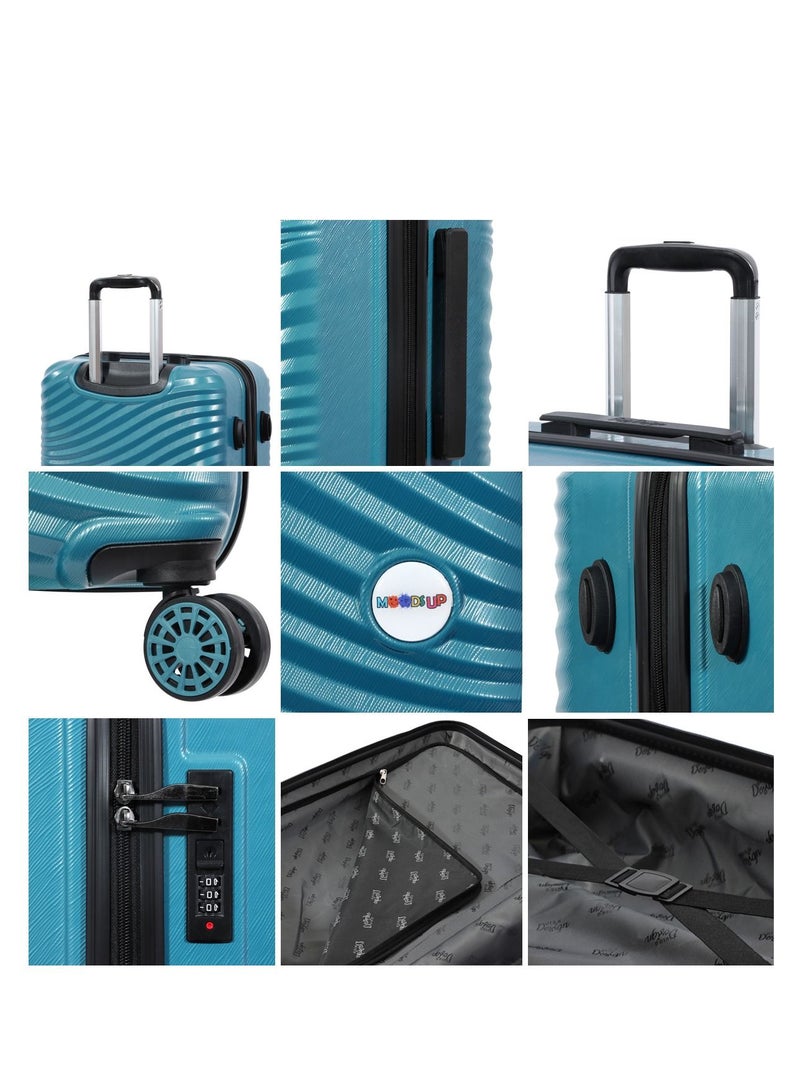 Biggdesign Lightweight Moods Up Carry On Luggage with Spinner Wheel and Lock System Steel Blue 24-Inch