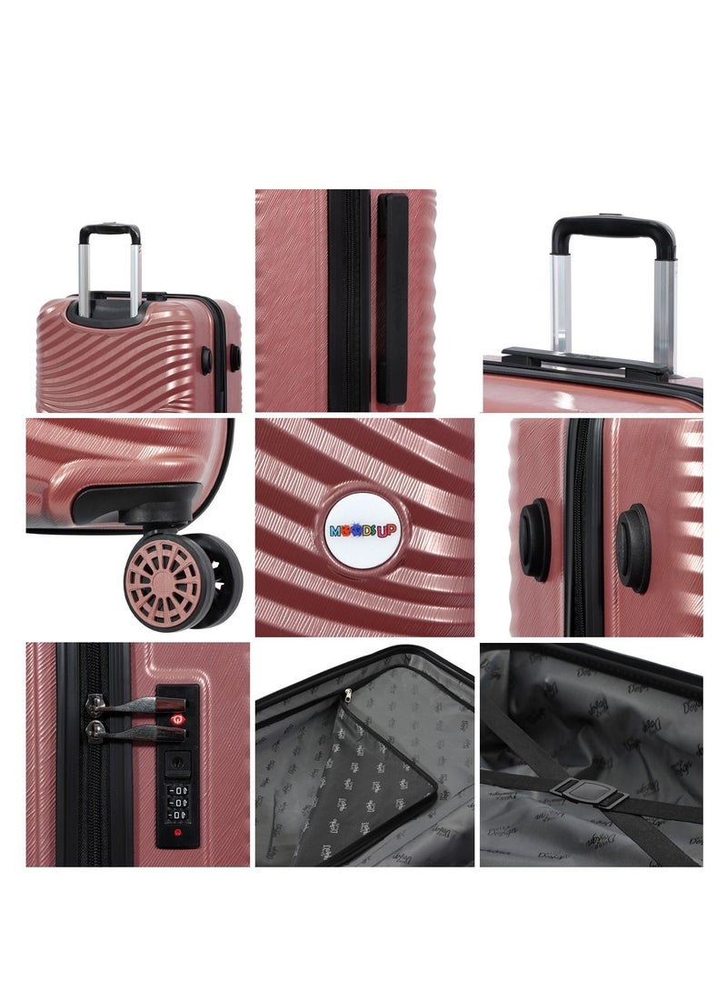 Biggdesign Lightweight Moods Up Carry On Luggage with Spinner Wheel and Lock System Rose Gold 24-Inch