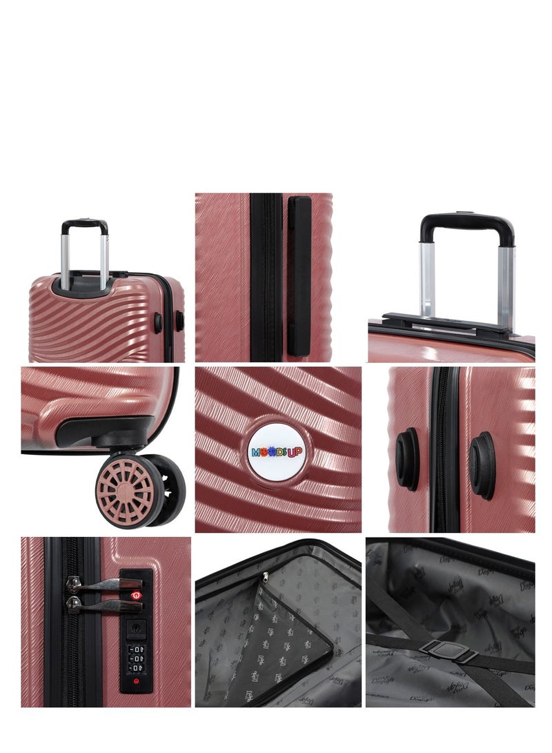Biggdesign Lightweight Moods Up Carry On Luggage with Spinner Wheel and Lock System Rose Gold 28-Inch