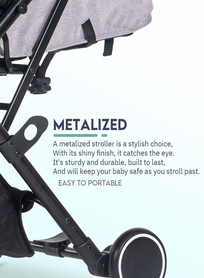 Baybee Infant Baby Pram Stroller for Newborn Babies with Metal Frame 3 Position Adjustable Seat Canopy  Bassinet Large Wheels Travel System Stroller For Baby Toddlers 0 to 3 Years Boys Girls Grey