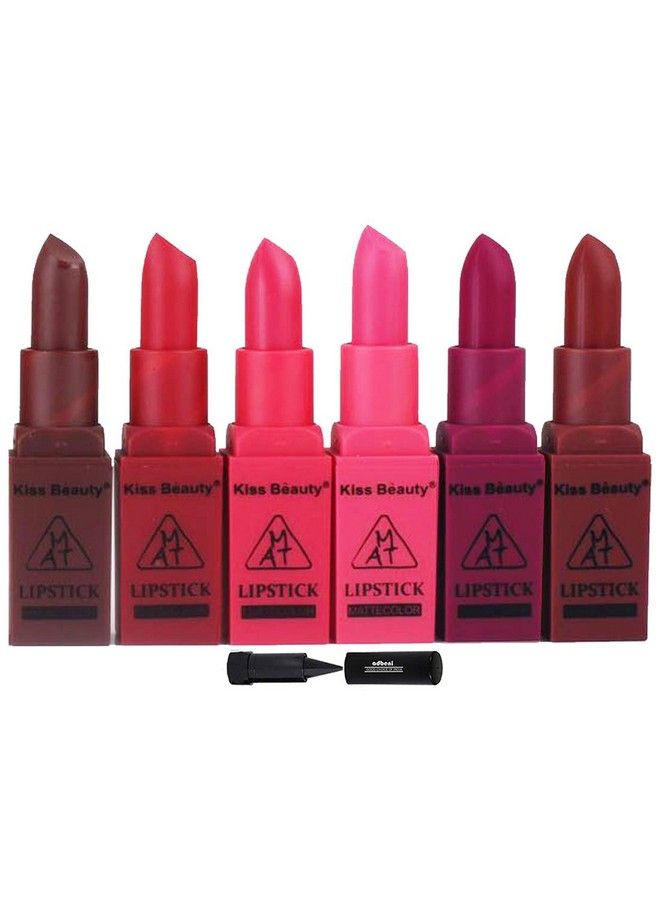 Pumpkin Matte Mini Kit Lipstick With Adbeni Kajal (Pack Of 6 Lipsticks)