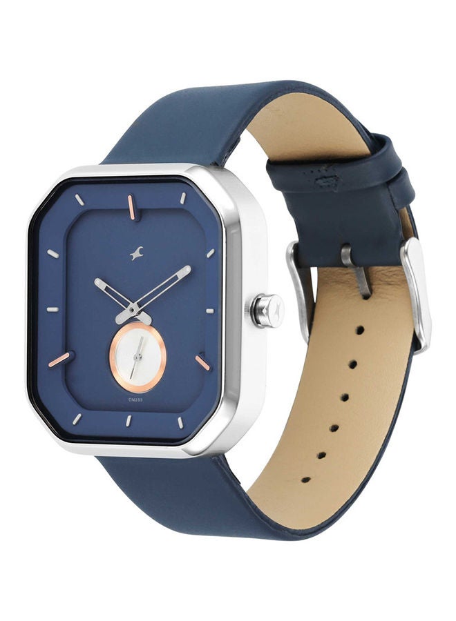 Fastrack After Dark Blue Dial Leather Strap Watch for Guys