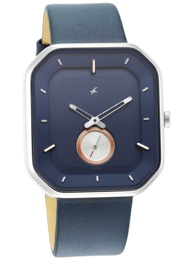 Fastrack After Dark Blue Dial Leather Strap Watch for Guys