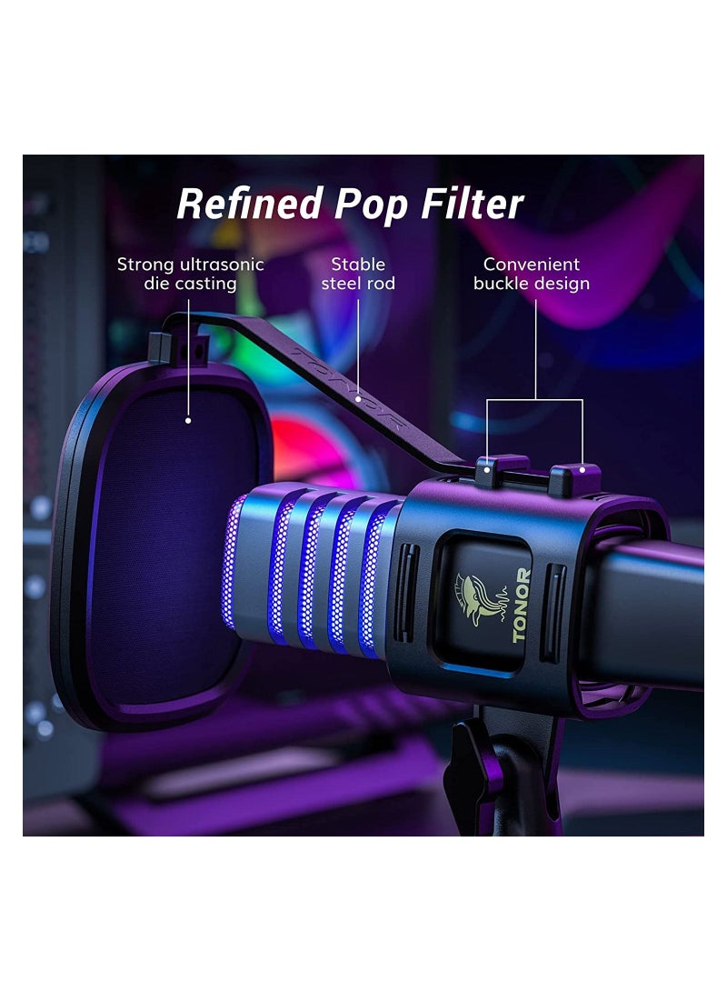 Gaming USB Microphone, PC RGB Microphone, Streaming Podcast Studio Cardioid Pattern Condenser Mic Sets with Microphone Stand for Game, YouTube, Conference, Singing, Micro for PS4 PS5, TC30S