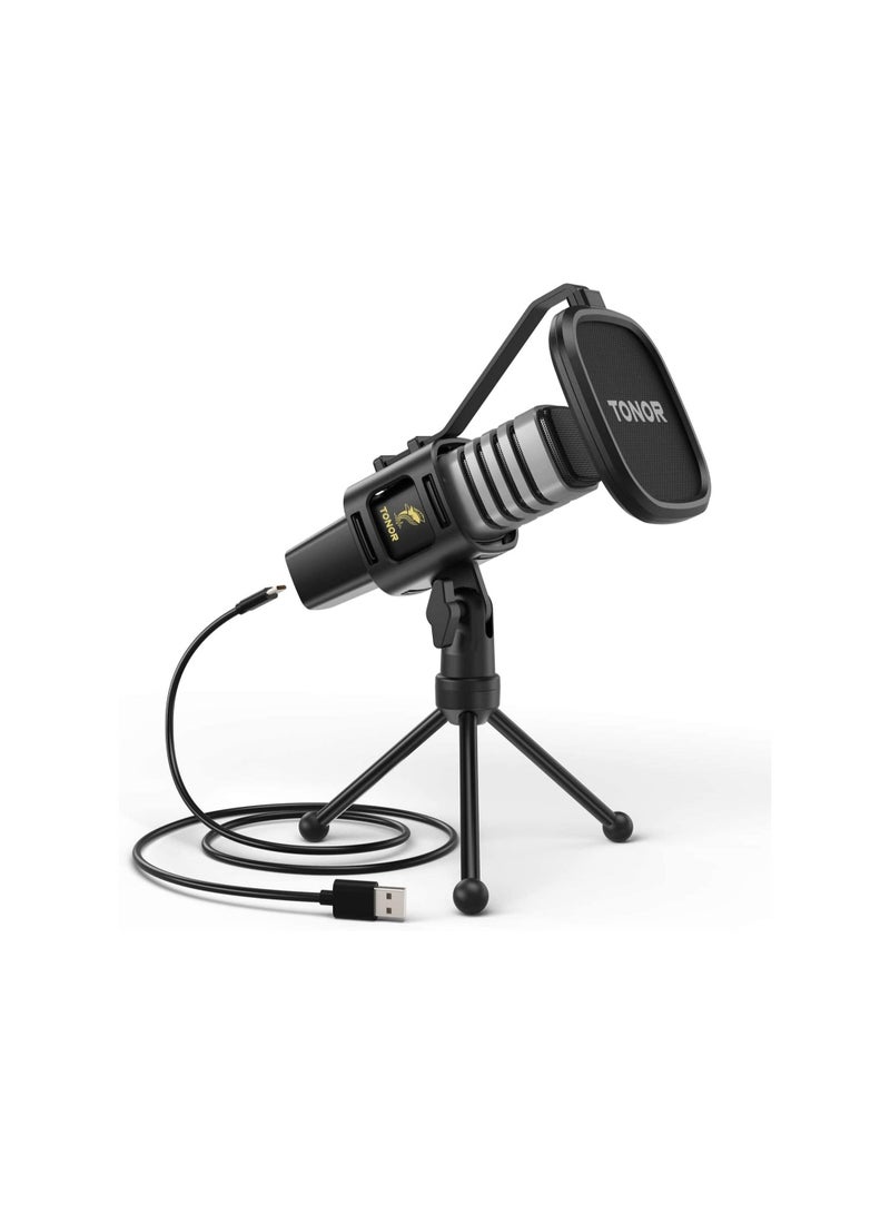 USB Microphone, TONOR Cardioid Condenser Computer PC Mic with Tripod Stand, Pop Filter, Shock Mount for Gaming, Streaming, Podcasting, YouTube, Voice Over, Twitch, Compatible with Laptop Desktop, TC30