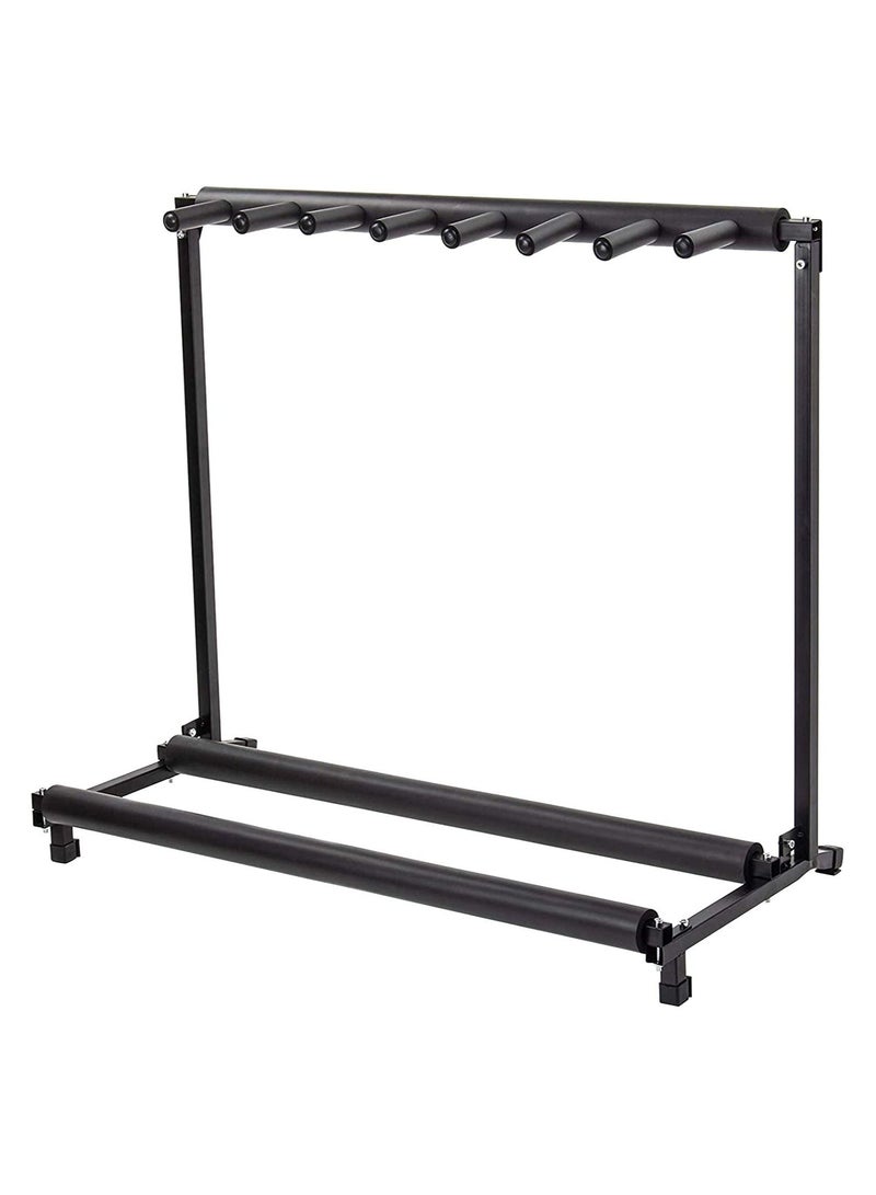 Display4top Multi Guitar Stand 7 Holder Foldable Universal Display Rack - Portable Black Guitar Holder.Padding for Classical Acoustic, Electric, Bass Guitar