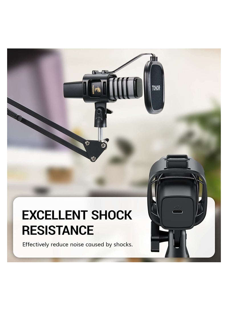 USB Microphone Kit, PC Podcast Recording Cardioid Condenser Computer Mic Set for Gaming, Streaming, Singing, Voice Over, YouTube, Studio Mic Bundle with Adjustable Arm Stand, TC30+