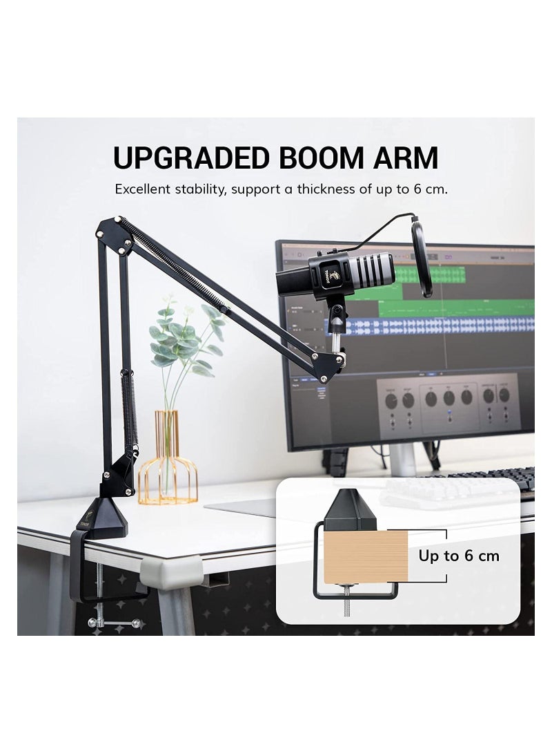 USB Microphone Kit, PC Podcast Recording Cardioid Condenser Computer Mic Set for Gaming, Streaming, Singing, Voice Over, YouTube, Studio Mic Bundle with Adjustable Arm Stand, TC30+