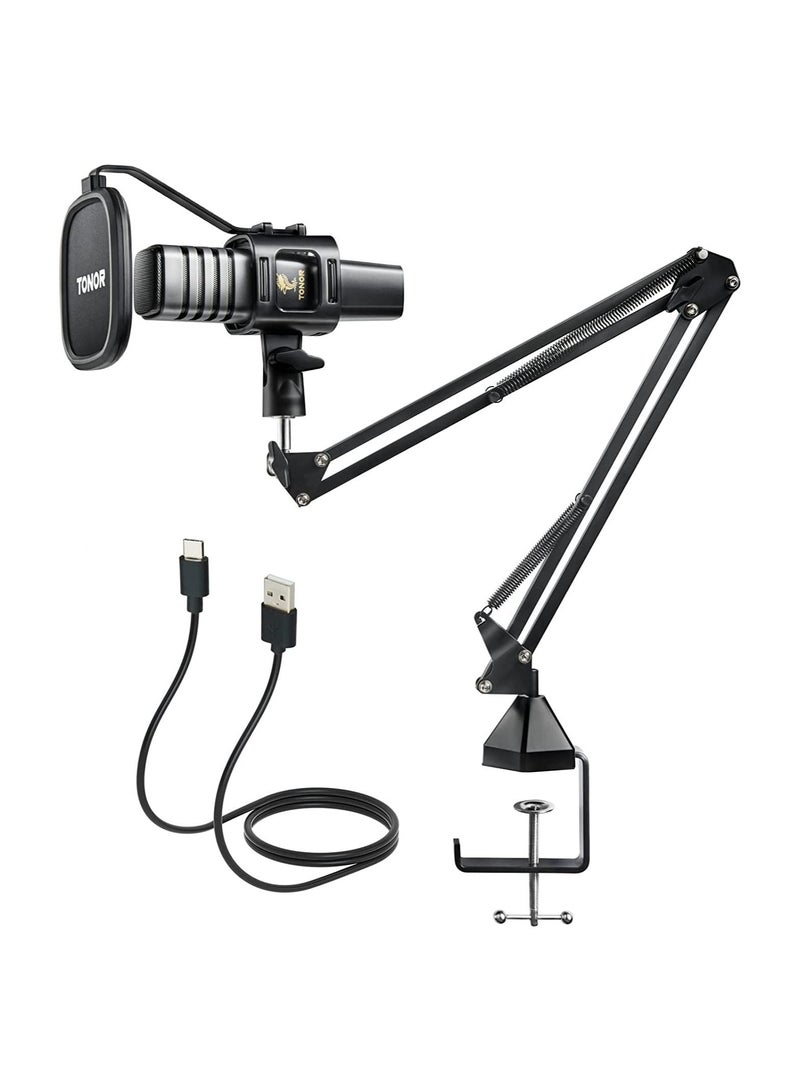 USB Microphone Kit, PC Podcast Recording Cardioid Condenser Computer Mic Set for Gaming, Streaming, Singing, Voice Over, YouTube, Studio Mic Bundle with Adjustable Arm Stand, TC30+