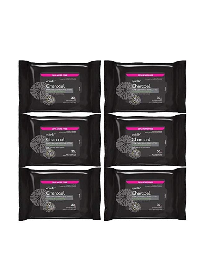 Pack Of 6 Charcoal Pore Cleansing Purifying And Detoxifying Towelettes