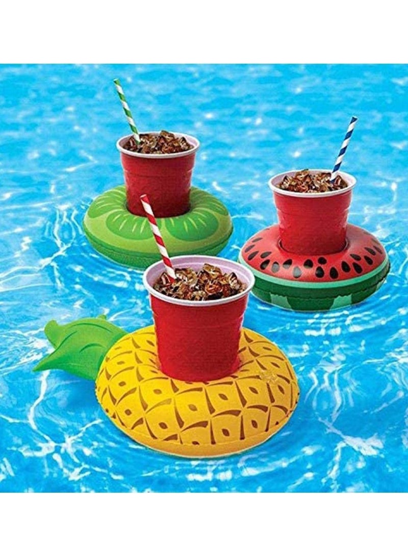 15Pcs Inflatable Drink Holders With 1 Pcs Air Pump, Cute Cup Coasters Floats For Summer Pool Party Decorations Fun Tub Toys For Kids Bath Shower