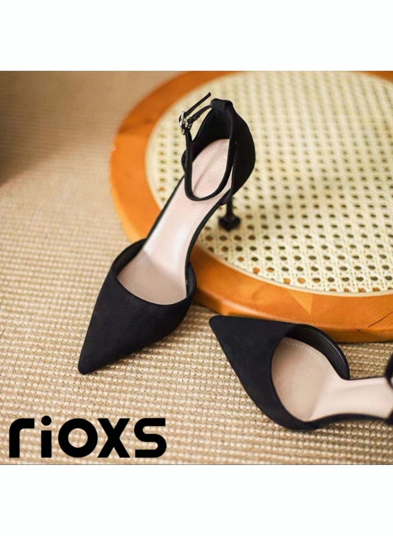 Women's Closed Pointed Toe Slip On Backless Sandals Pump Stiletto Slides Shoes for Wedding Party or Dating