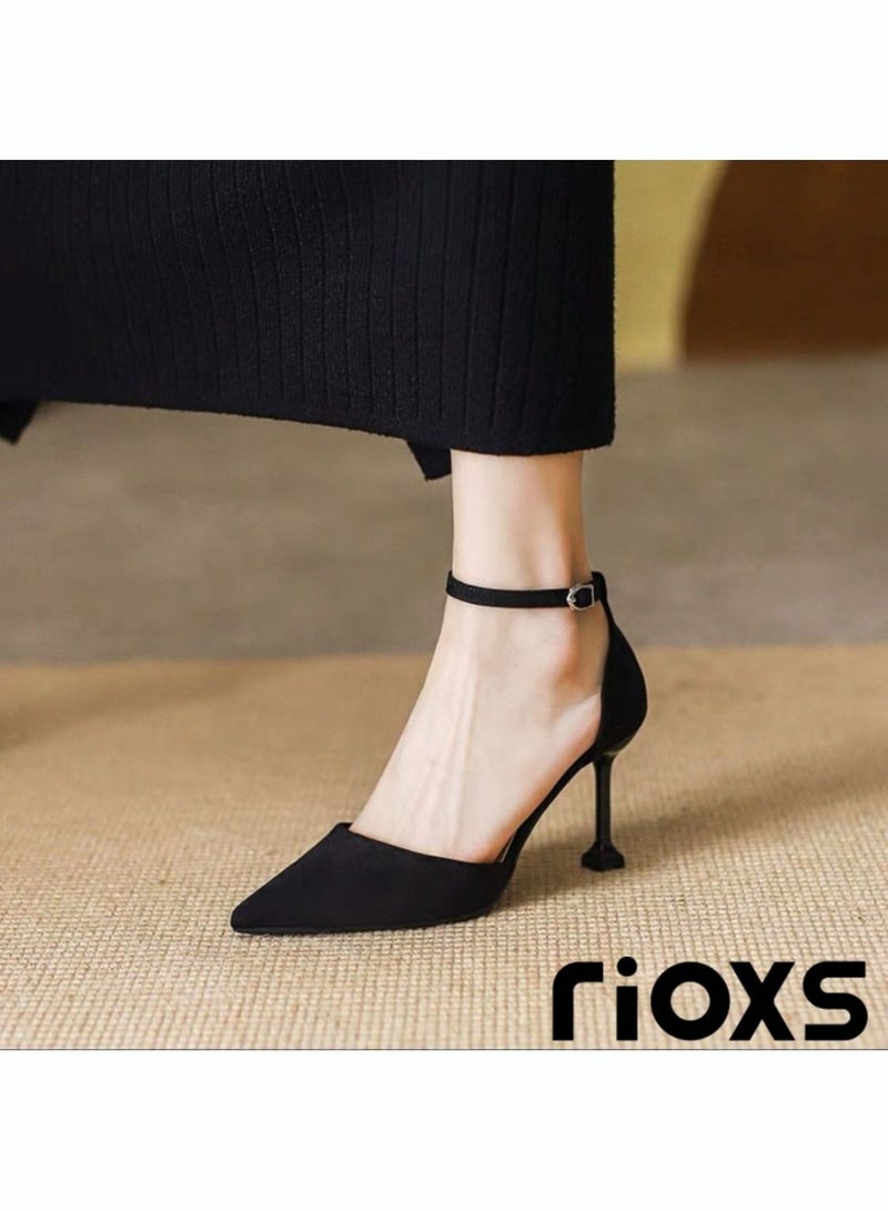 Women's Closed Pointed Toe Slip On Backless Sandals Pump Stiletto Slides Shoes for Wedding Party or Dating