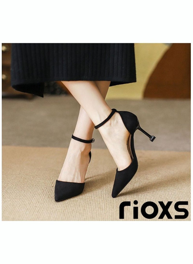 Women's Closed Pointed Toe Slip On Backless Sandals Pump Stiletto Slides Shoes for Wedding Party or Dating