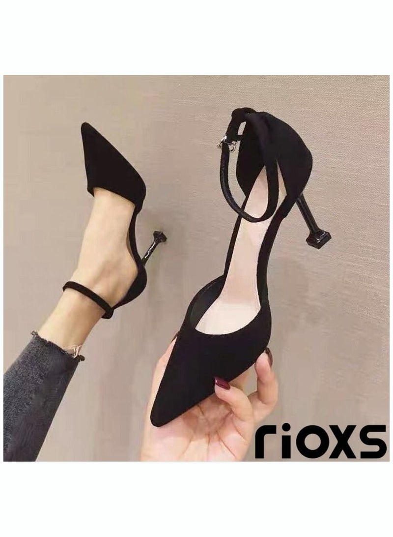 Women's Closed Pointed Toe Slip On Backless Sandals Pump Stiletto Slides Shoes for Wedding Party or Dating