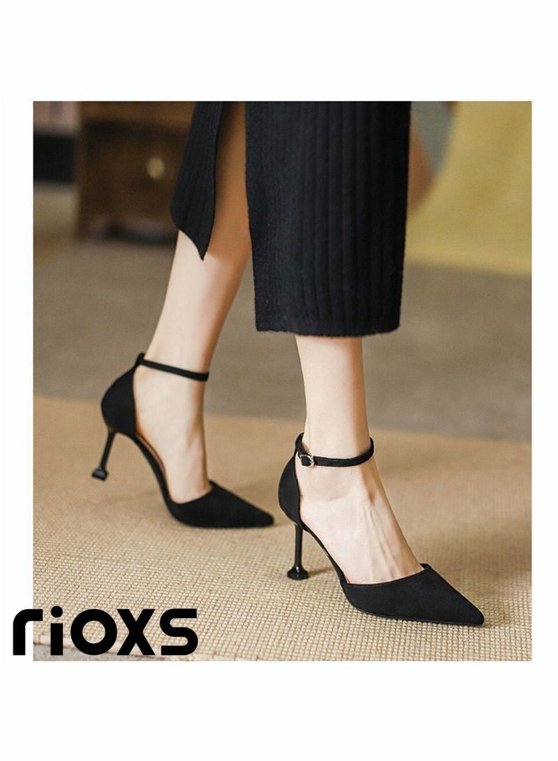 Women's Closed Pointed Toe Slip On Backless Sandals Pump Stiletto Slides Shoes for Wedding Party or Dating