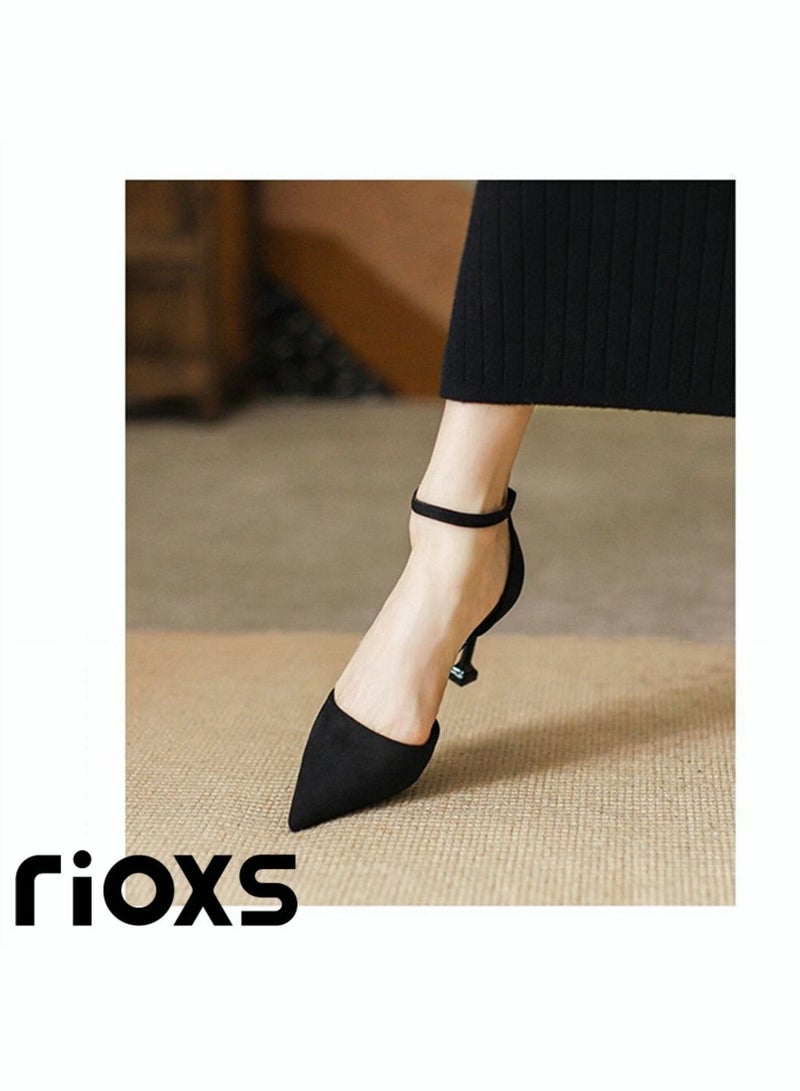 Women's Closed Pointed Toe Slip On Backless Sandals Pump Stiletto Slides Shoes for Wedding Party or Dating