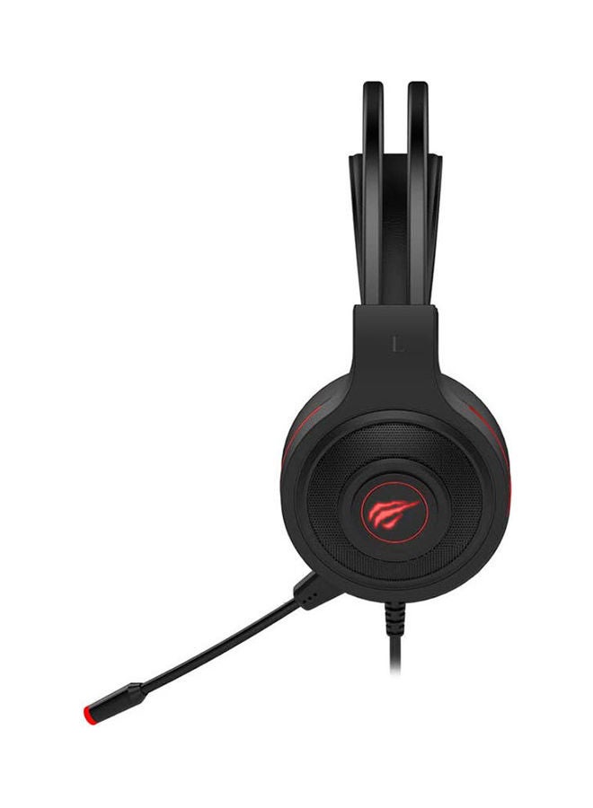 H2011D 40MM RGB Black Gaming Headset With Flexable Mic , 3.5MM+USB Outputs Jacks