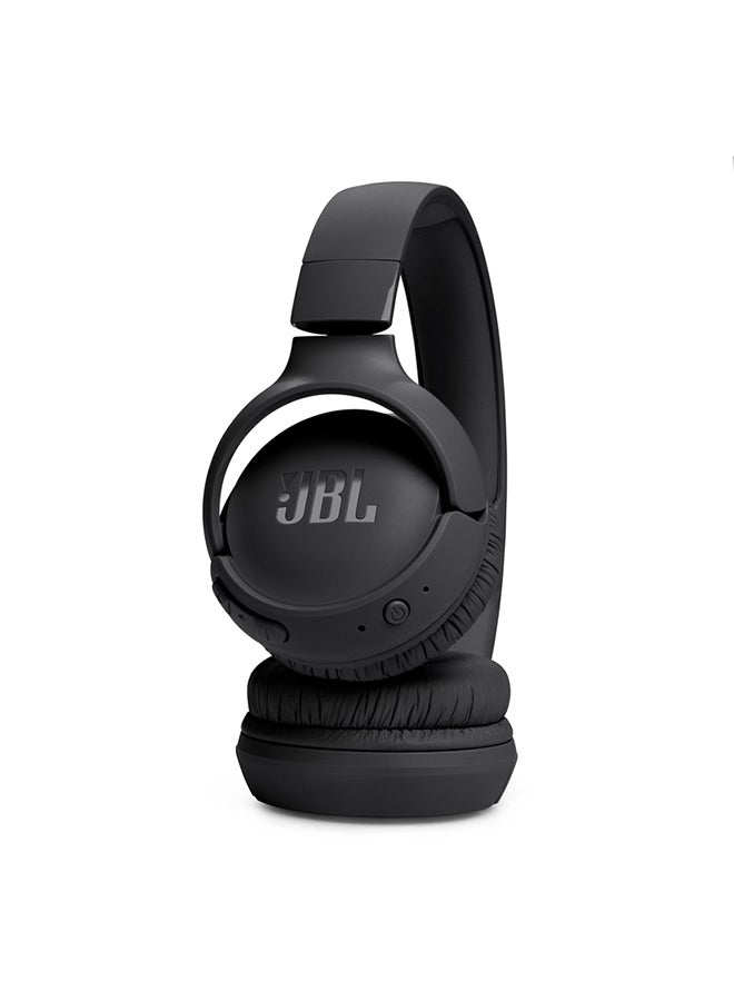 Tune 520Bt Wireless On Ear Headphones Pure Bass Sound 57H Battery Hands Free Call Plus Voice Aware Multi Point Connection Lightweight And Foldable Black