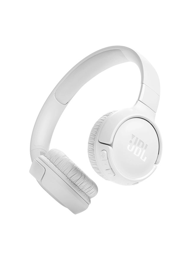 Tune 520Bt Wireless On Ear Headphones Pure Bass Sound 57H Battery Hands Free Call Plus Voice Aware Multi Point Connection Lightweight And Foldable White