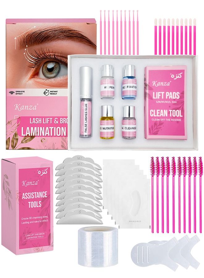 Lashlift & Brow Lamination Kit 2 in 1 Lash Lift Eyelash Perming Kit Tools Advanced Lash Perming Kit with Strong Glue Beauty Lashes & 3D Charming Eyes For Women