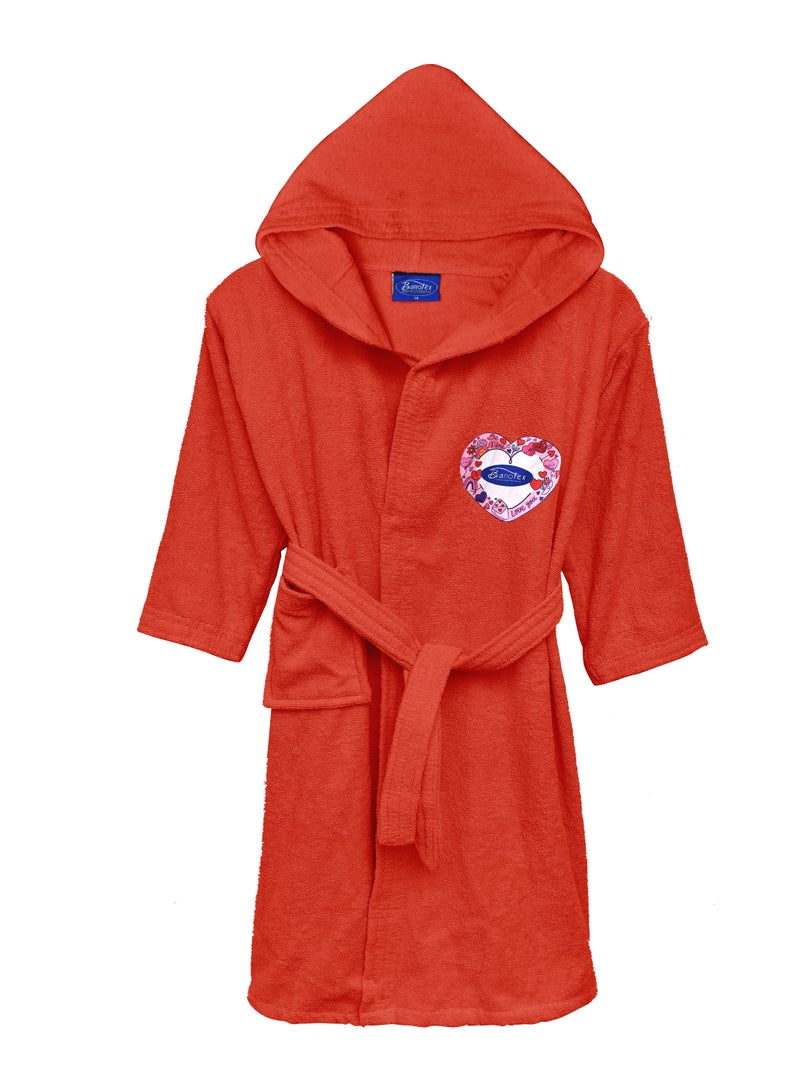 Children's Bathrobe. Banotex 100% Cotton Super Soft and Fast Water Absorption Hooded Bathrobe for Girls and Boys, Stylish Design and Attractive Graphics SIZE 16YEARS