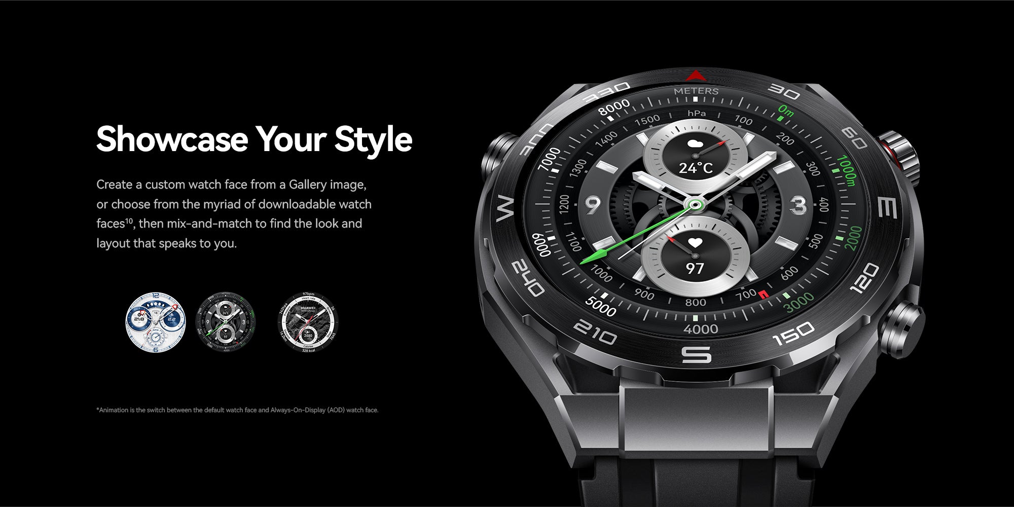 Watch Ultimate, 1.5 Inch AMOLED Color Screen, Steel-Color Zircon-Based Amorphous Alloy Case, 14-Day Battery Life Titanium Strap