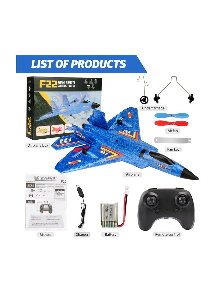 Kids Remote Control Plane F 22  RC Airplane with Light Strip, Jet Fighter Toy