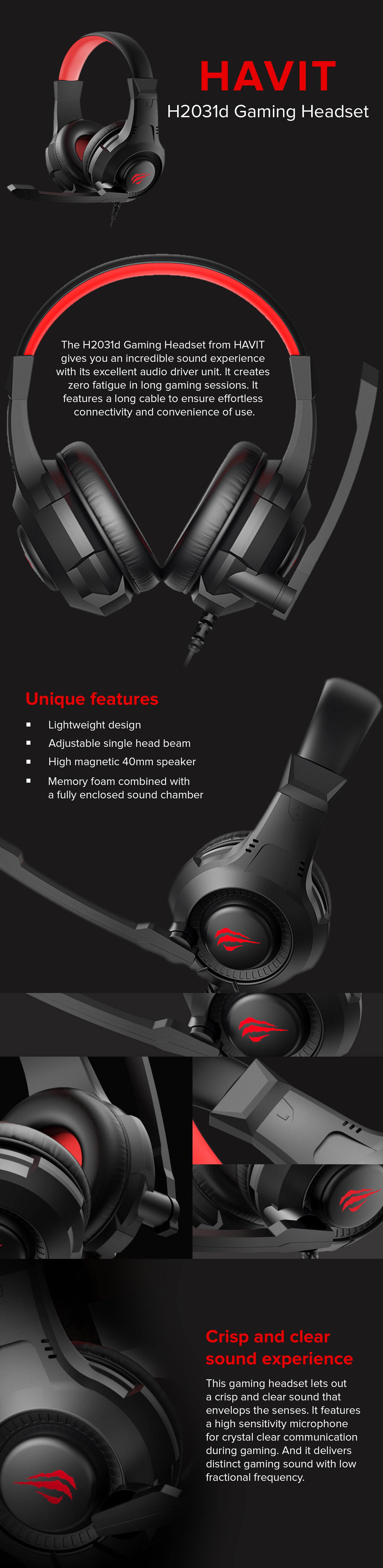 H2031d Wired Over-Ear Gaming Headphones With Mic For PS4/PS5/XOne/XSeries/NSwitch/PC