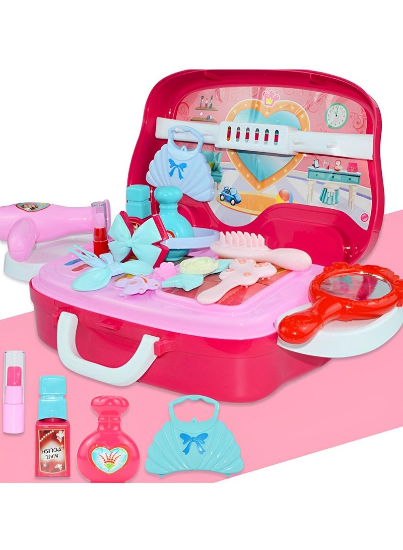 Kids Beauty Set for Kids Girls Make Up Suitcase Kit with Makeup Accessories Pretend Play Set Portable Suitcase Toy