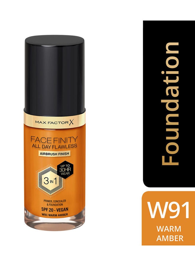 Facefinity All Day Flawless Foundation - W91 Warm Amber