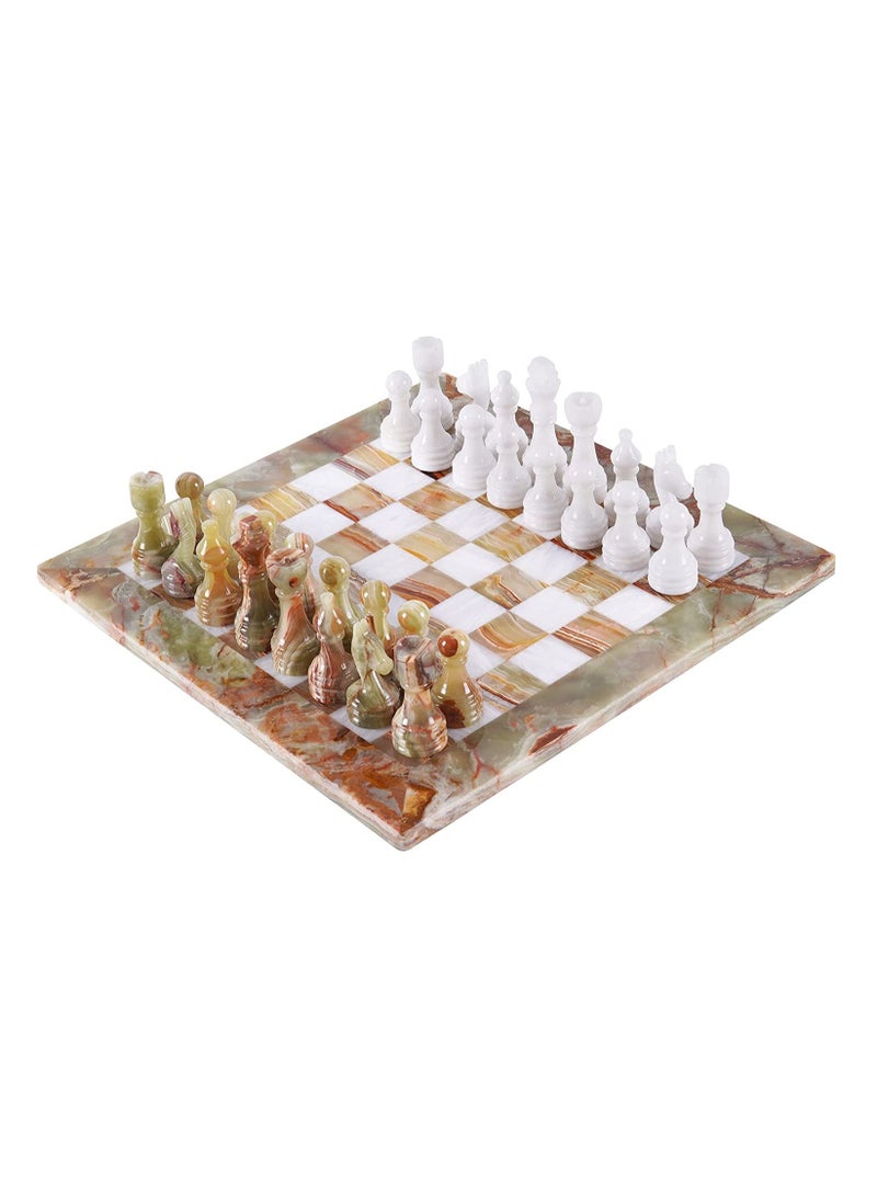 RADICALn 15 Inches Marble Handmade Green & White Full Chess Game Set for Adults