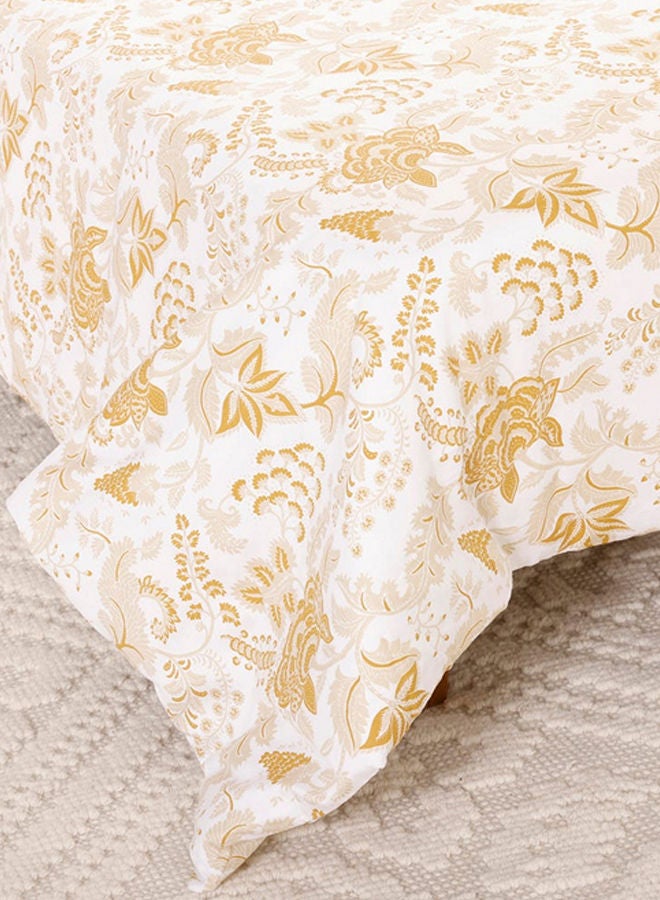 Aragon 2-Piece Duvet Cover Set, White, Ochre & Cream - 300TC, 135x200 cm