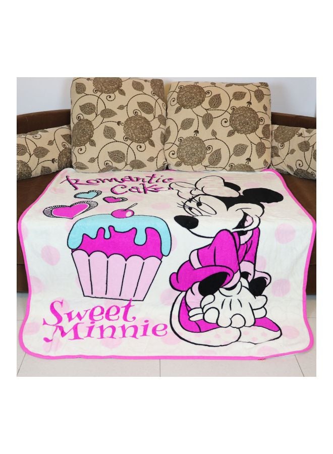 Minnie Printed Blanket Polyester Pink/Black/Blue 120x140cm