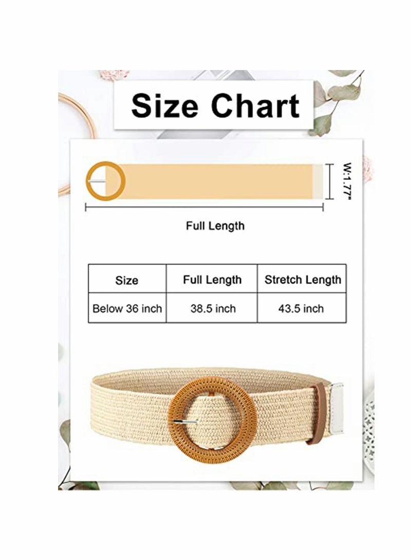 4 Pcs Women Waist Belt, Straw Woven Elastic Stretch Waist Belt