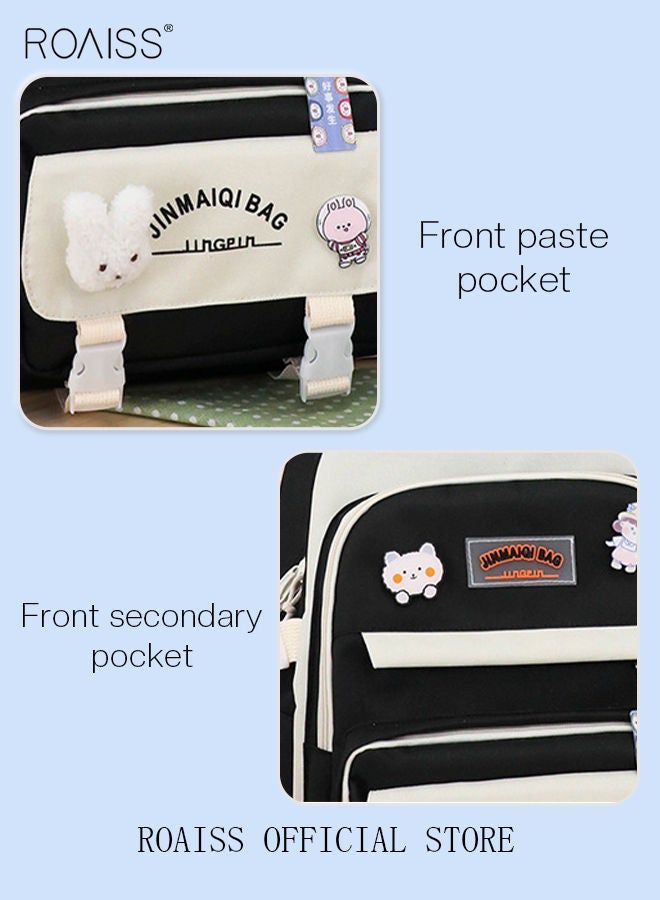 5-Piece Set of Backpack Fashion Kid New Backpack Junior High School  Student Bag