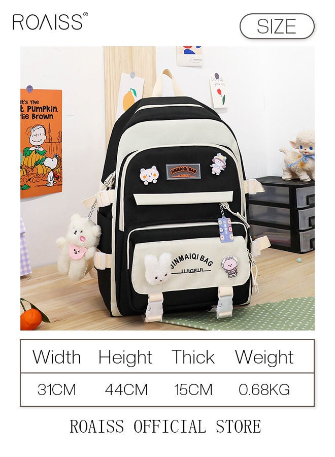 5-Piece Set of Backpack Fashion Kid New Backpack Junior High School  Student Bag