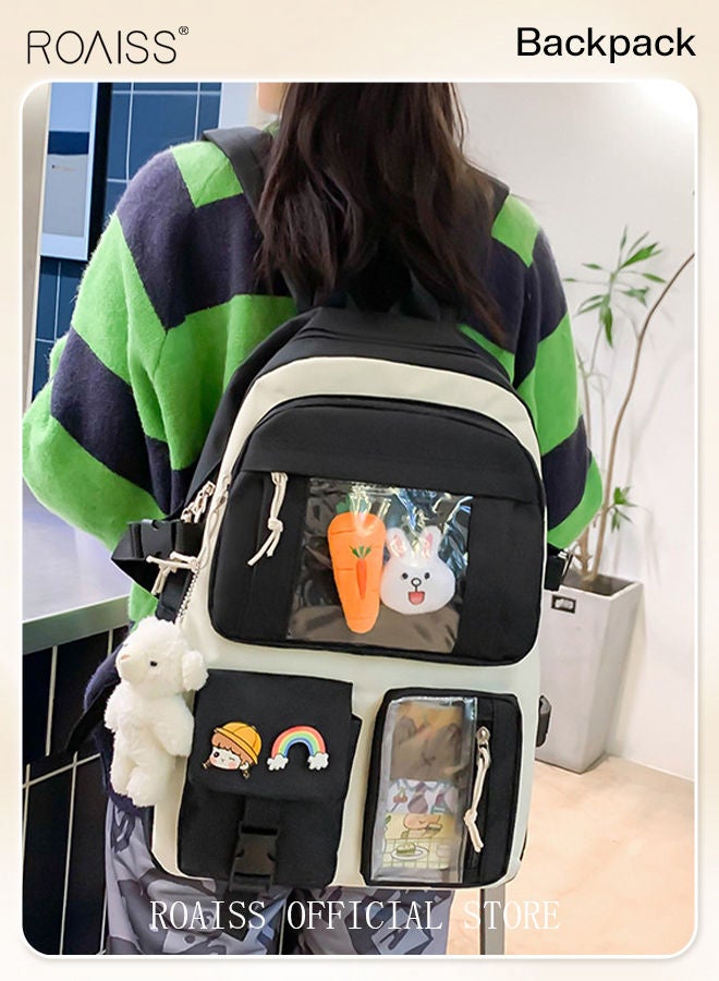 4-Piece Set of Cute Backpack Women's Bag Lightweight Elementary School Students Girls Large Capacity Children's School Bag