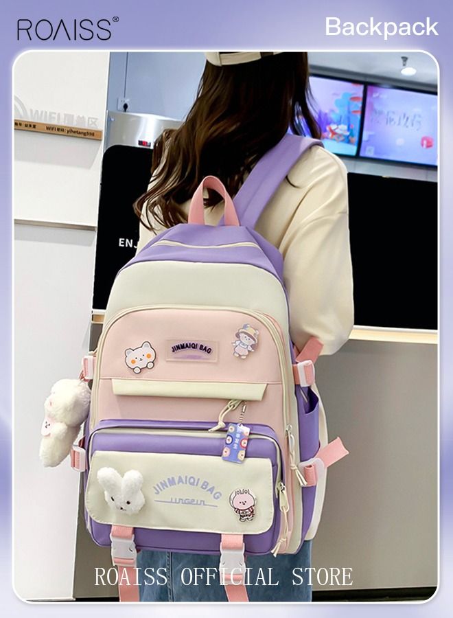 5-Piece Set of Backpack Fashion Women's New Oxford Cloth Backpack Junior High School School Student Bag