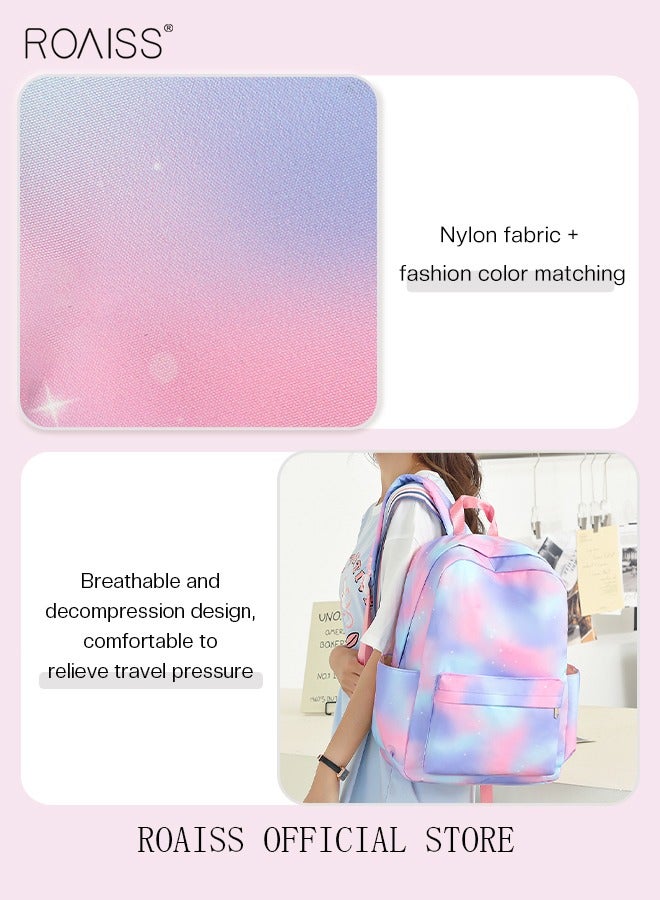 3-Piece Set New School Bag Elementary School/Junior High School/High School/Student Bag College Student Backpack Casual Cute Girl