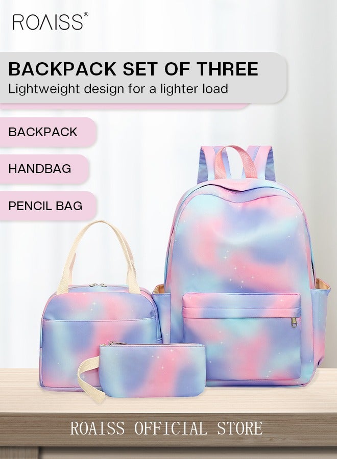 3-Piece Set New School Bag Elementary School/Junior High School/High School/Student Bag College Student Backpack Casual Cute Girl