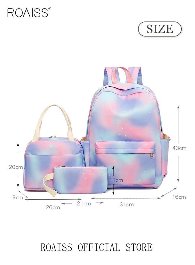 3-Piece Set New School Bag Elementary School/Junior High School/High School/Student Bag College Student Backpack Casual Cute Girl