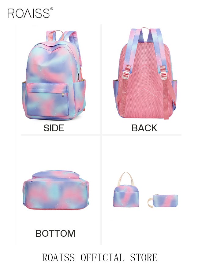 3-Piece Set New School Bag Elementary School/Junior High School/High School/Student Bag College Student Backpack Casual Cute Girl