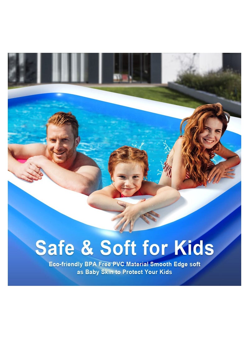 Inflatable Swimming Pool, Thickened Abrasion Resistant Family Full-Sized Above Ground Kiddie Inflatable Swimming Lounge Pool for Kids, Adults,Blow up Pool for Backyard Patio,120 x 72 x 22 Inch