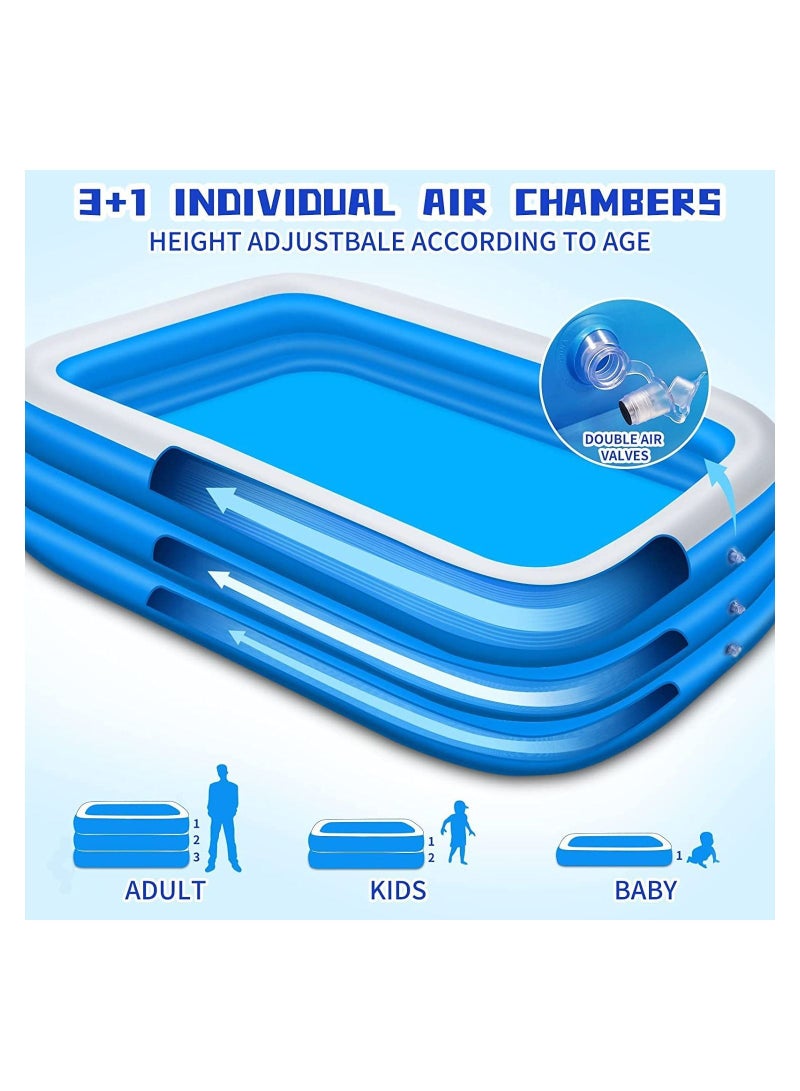 Inflatable Swimming Pool, Thickened Abrasion Resistant Family Full-Sized Above Ground Kiddie Inflatable Swimming Lounge Pool for Kids, Adults,Blow up Pool for Backyard Patio,120 x 72 x 22 Inch