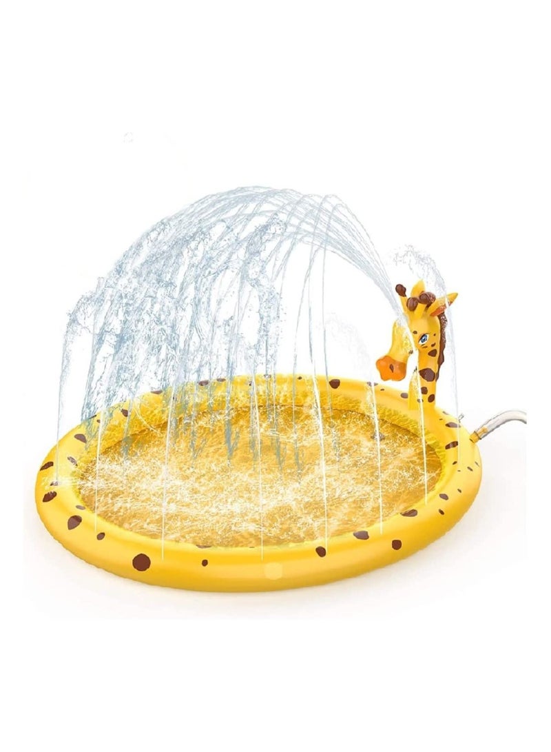 3-in-1 Splash Pad,Sprinkler for Kids and Wading Pool for Learning,Dog Sprinkler Pool, 80’’ Inflatable Water Summer Toys