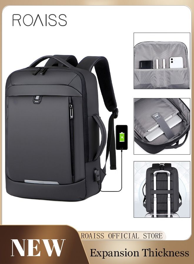 Fits 17 Inch Laptop Backpack Business Backpack 3 in 1 Scalable Capacity College Bookbag For Work School Travel Flight with USB Port Waterproof Casual Computer Daypack for Men Black