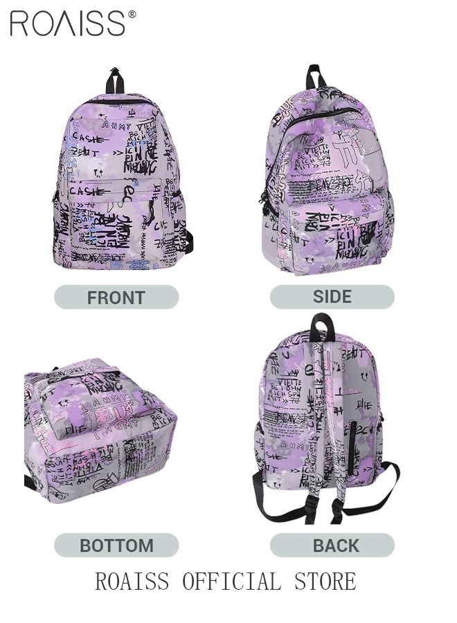 Unisex Colorblock Graffiti Backpack Casual School Bag Personality All-match Leisure Colorful Lightweight Bookbag Casual Daypack for Girls Boys Middle High College Student Travel
